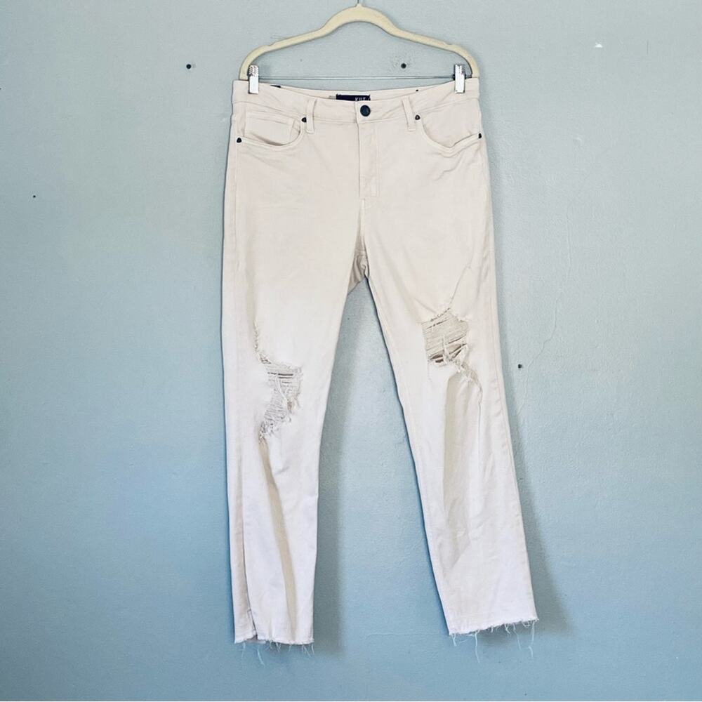 Kut from the Kloth Jeans 12 Cream Straight Leg Distressed Capsule Classic Casual